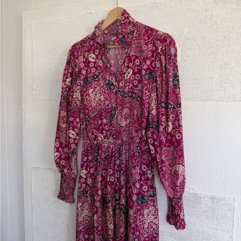 Isabel Marant Etoile Magenta Cescott Paisley Print Midi Dress - Picture 4 of 9